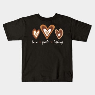 African American Love Pride History Melanin Hearts Kids T-Shirt